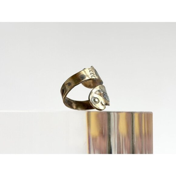 Abalone Sterling Silver Parrot Figural Mexican Adjustable Vintage Ring - sz 5 - Picture 3 of 10